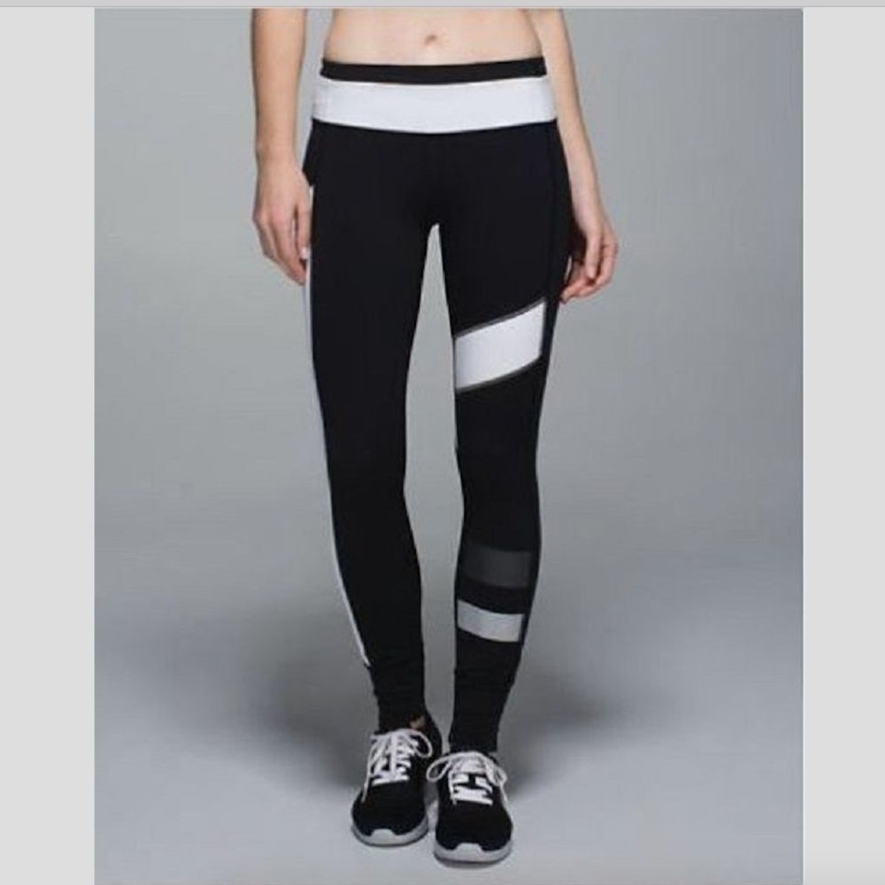 Lululemon Speed Tight II Leggings Black White Sz 6